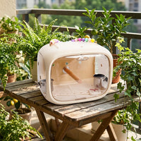 Bird Carrier Cage with Rigid See-through design, Portable Outdoor Bird Cage with Top Handle, Secure Bird Viewing Cage for Travel Use