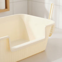 Square Feline Litter Box Minimal Design Large Feline Litter Pan Polished Surface