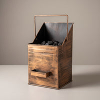 Rectangular Ash Bin with Shovel Holder Heat-Resistant Fireplace Ash Bin Easy to Carry Heavy-Duty for Wood Heater