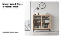 Nordic Design Fluted Glass Door Cabinet Modern design Sideboard Multi-Functional Storage Furniture for Homeowners, Apartment Dwellers, Families, Dining Room, Entryway, Home Office, Kitchen