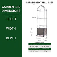 Plant Stand with Trellis for Climbing Plants, Raised Garden Bed with Steel Frame and Wheels, Tall Outdoor Planter, Vegetable Planter Box with Pot