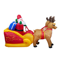 Christmas Inflatable Reindeer Sled and Santa Claus Yard Decoration (EU Plug)