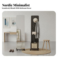 Rolling Hall Tree with Mirror Unrestricted Standing Garment Stand Mobile Design