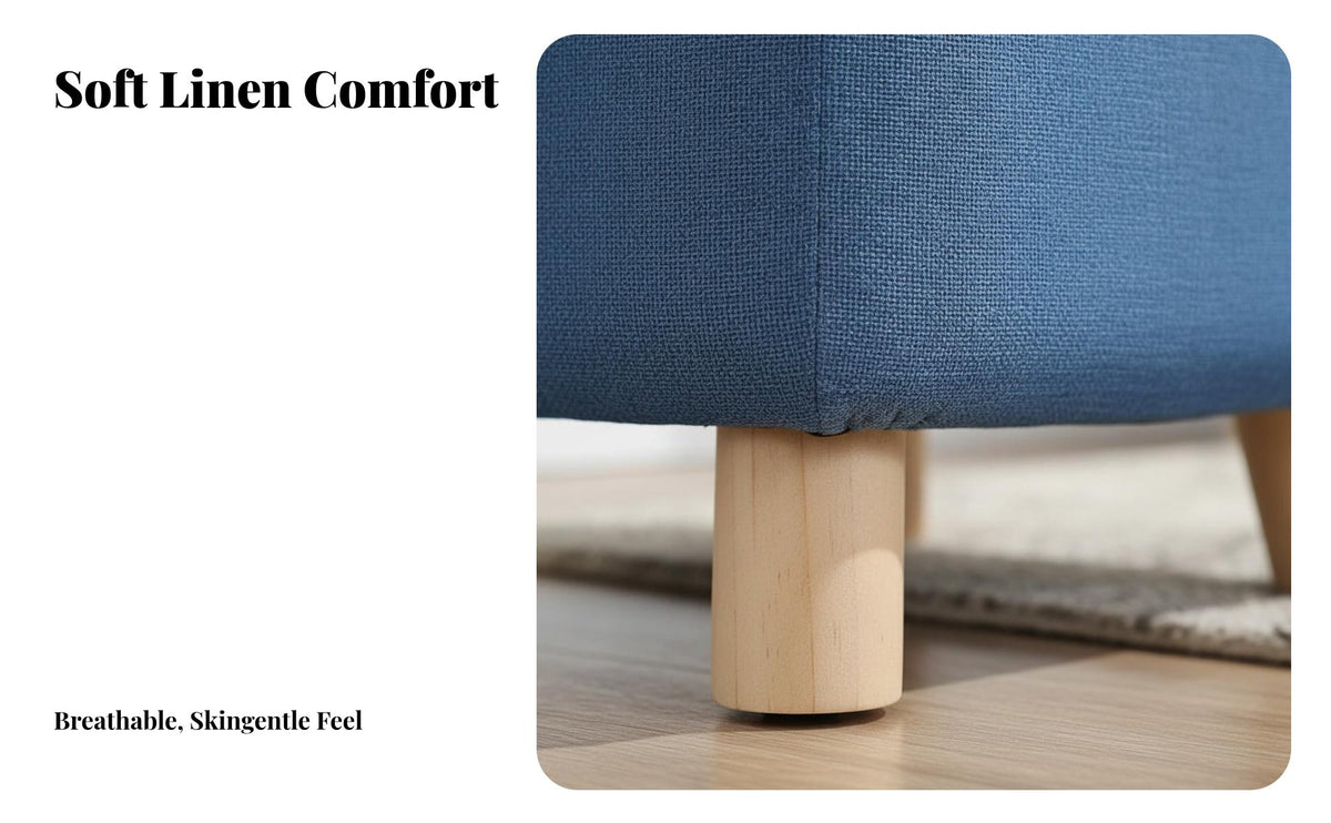 Solid Wood Legs Upholstered Ottoman Minimalist Design Small Bench Multi-Functional Low Stool Versatile Use for Apartment Dwellers, Makeup Users, Living Room, Entryway, Home Removeice, Reading Nook