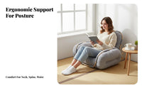 Fold-Expandable Floor Couch Space-Saving Adjustable Sleeper Loveseat Soft Cushioning High-Density Foam Filling for Bay Window