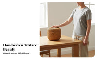 Rustic Design Rattan Storage Box Multi-Purpose Woven Fruit Storage Bowl Sturdy and Long-Lasting Natural Weave Decorative Box Large Capacity for Interior Decorators, Gift Givers, Living Room, Dining Table, Kitchen, Entryway