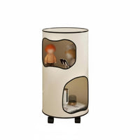 Round Nightstand with Storage alcove Space-Saving Round Tiered Cabinet for Bedroom