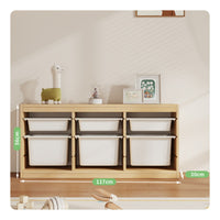 Child S Toy Storage Cabinet Shelf Organizer Solid Wood Construction Child-friendly Design Wooden Cubby Spacious Bins Suitable for Toddlers Infants Playroom Bedroom Home Decoration