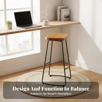 Rustic Bar Stool with Supportrest Firm Wood Seat Rustic Lowsupportrest Stool Simple Design Modern Look for Cafe, Restaurant