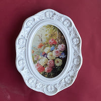 法式白色树脂相框雕花照片墙餐厅画框摆件摆台椭圆挂墙客厅组合框