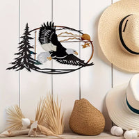 Cast Iron Eagle Wall Hanging Easy to Hang forests Sunset Wall Art Modern Rustic House Decoration for Entryway
