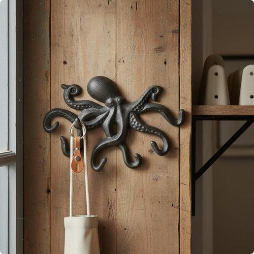 Cast Iron Sea Creature Hook Heavy Duty House Decor Rustic