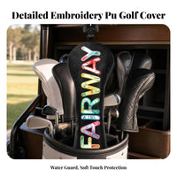 Easy to Wipe Wipe Golf Club Headcover | Multicolor Floral Embroidery PU Leather, Golf Club Cover with Velvet Lining, for Travel