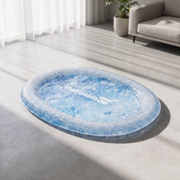Oval Pet Cooling Mat Electricelectricity-Free Cooling Mat with Raised Border Safe Pet Sleeping Pad Reinforced for Floor