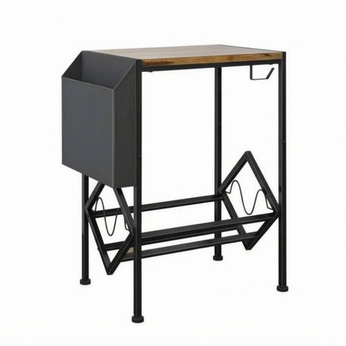 CD Holder Stand Metal Frame Music Storage Table Space Saving Turntable Cart for Living Room, Bedroom