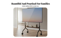 Mobile TV Stand Floor TV Stand Screen Mount Portable TV Cart Stainless Steel Frame with Wheels Suitable for Renters Living Room Bedroom Office