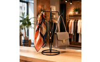 Crossbar Display Stand Metal Scarf Display Stand Stable Base Countertop Hanging Rack for Boutique Owners