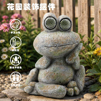 创意太阳能发光青蛙摆件家居客厅园艺造景装饰可爱动物树脂工艺品