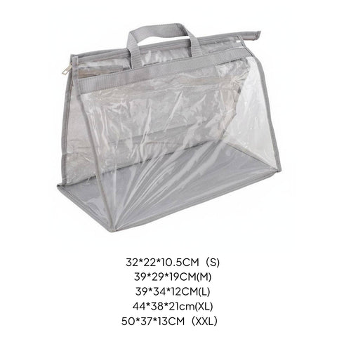 Clear Purse Storage Bag With Handles Transparent Handbag Dust Cover for Wardrobe
