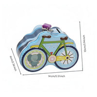 Cycle Shaped Piggy Bank Promotes Saving Routines Lockable Animal Tin Rust-Resistant Room Decoration for Kids, Children
