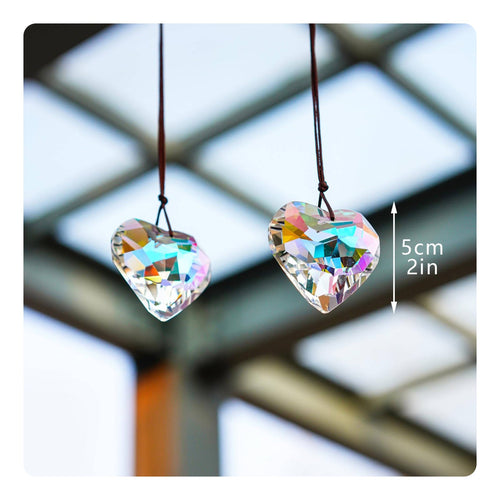Heart Suncatcher Ornament Shimmering Heart Crystal Hanger Gift Idea for Balcony