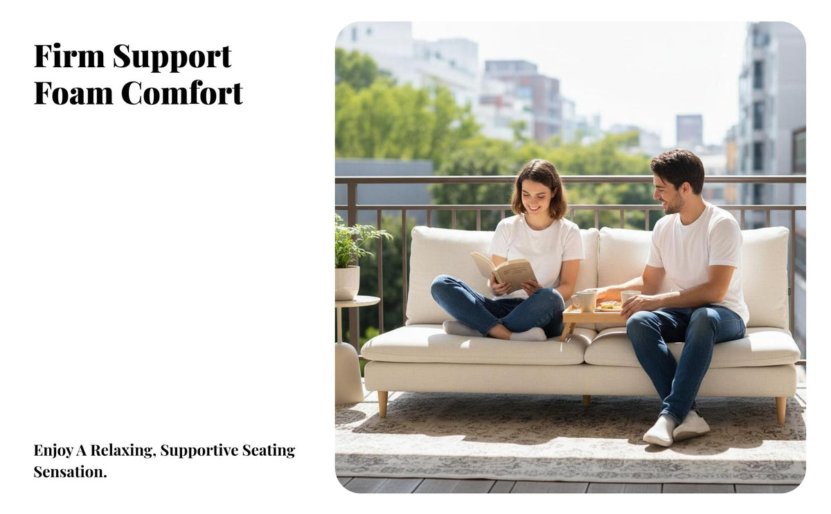 space-saving Design Armless 2-Seater Sofa Minimalist stylish Armless Two-Seater Settee Wooden Legs Loveseat Sturdy Frame for Apartment Dwellers, Young Adults, Students, Balcony, Bedroom, Office