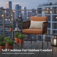 Woven Armchair and Table Set the manufacturerather-Resistant Woven Armchair Set Comfortable Thick paddings for Adults