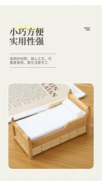 1：12迷你家具配件DOLLHOUSE摆件OB11适用床带抽屉一格床仿真木床
