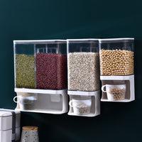 Space-Saving Dry Food Dispenser Clear Wall Mounted Dispenser Transparent Storage Container with Cup Airtight for Kitchen