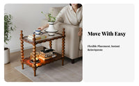 double-decker Wooden Trolley Movable End Table long-lasting Construction for Dining Area