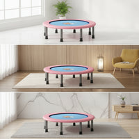 Compact Foldable Trampoline Space-Saving Trampoline with Elastic Bands Long-Lasting Rebounder Low-Height for Children, Toddlers, Playroom, Apartment, Home