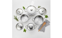10 Pieces Multi-Diameter Cooking Pot Set Induction Compatible Soup Pot Set with Lids Thickened Body for Kitchen