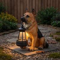 German Herder Statue Light Weather Resistant Creature Lawn Ornament Lamp