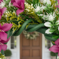 Artificial Flower Wreath Lifelike Design Blooming Floral Wreath Vibrant Colors