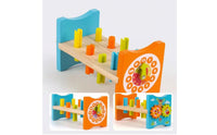 Hand-Eye Coordination Wooden Pounding Toy Hands-on Pounding Bench with Mallet Double-Sided Hammer Toy with Pegs Child-Centered for Toddlers, Kids, Playroom, Preschool