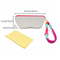 Zippered Silicone Eyeglass Pouch with Zipper Compact Eyeglass Storage Pouch with Cleaning Cloth Lightweight Glasses Case with Wrist Strap Flexible for Travelers