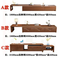 Solid Wood TV Cabinet with Coffee Table, Extendable, Chinese Style