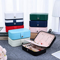 Portable Leather Jewelry Organizer with Handle for Travel