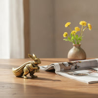 Brass Rabbit Antique-Style Tea Pet Detailed for Desk, Bookshelf, Collectors