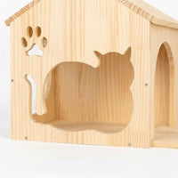 Mounted Cat House Shelter with Perch, Solid Wood Wall-Mounted Climbing Frame for Large Indoor Cats, Elevated Space for Sleeping and Playing 141