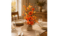 Fake Pumpkin Fruit Branch Shapable Branches Maple Leaf Pumpkin Branch Flexible Wire Autumn Stem Spray for Tabletop