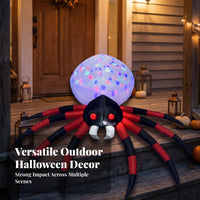 Lighted Halloween Arachnid Decoration | Oversized 2.4m Design, bright Red and Black Legs, Inflatable arachnid, for Lawn