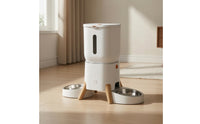 Automatic Cat Feeder with Dual Stainless Steel Bowls Smart Automatic Cat Feeder with App Control Easy to Clean for Cats and Dogs, Busy Owners, Home