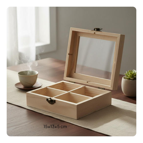 Wooden Storage Box with Clear Lid Vintage Design Latch for Desktop, Collectors