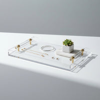 Vanity Tray with Handles Rectangular Acrylic Tray with Handles Sturdy for Entryway