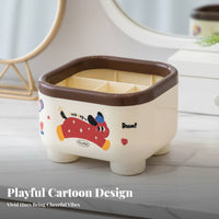 Rotating Brush Holder with Lid Elegant Design Cosmetic Organizer Large Capacity