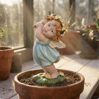 Garden Cherub Figurine Decorative Resin Cherub Figurine Collectible Outdoor Decor for Patio