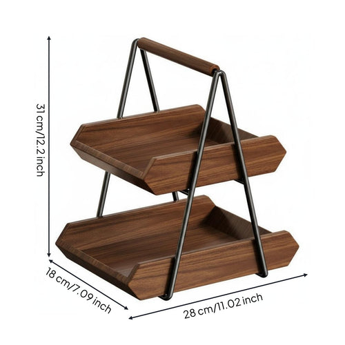 2 tier Garlic and Onion Holder Wood Wooden Countertop Organizer Versatile Fruit and Vegetable Organizer for Entryway