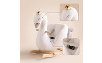 Soft Fabric Swan Rocker with Wheels Soft Swan Rocker Comfortable Rocking Horse with Wooden Base Secure for Playroom