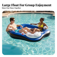 Portable Design 2 Person Pool Flotation Device Comfortable Inflatable Pool Raft Easy Inflation Floating Recliner Chair Multi-Purpose for Couples, Adults, Beach, Summer Vacation, Lake